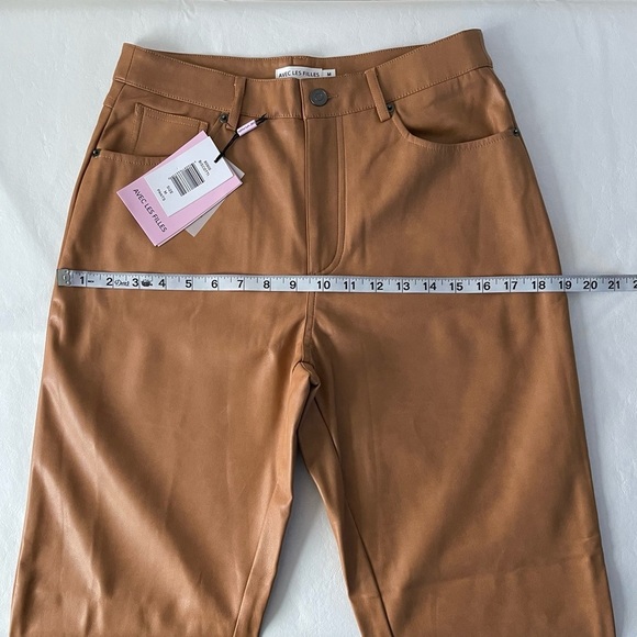 Avec Les Filles Straight Leg Faux Leather Pants in Biscotti Size M - Picture 9 of 9